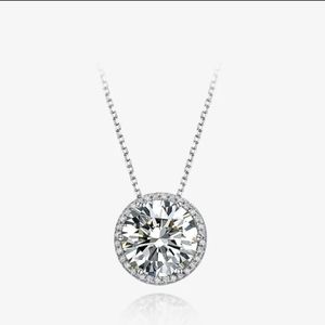 S925 5A high carbon zircon single.diamond pendant necklace